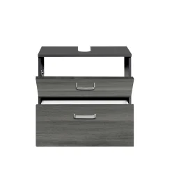 Waschtischunterschrank Bobbi 60cm 1 Tür und 1 Softclose-Schublade - graphit/graue Eiche