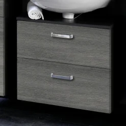 Waschtischunterschrank Bobbi 60cm 1 Tür und 1 Softclose-Schublade - graphit/graue Eiche