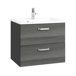 Waschtischunterschrank Bobbi 60cm 2 Schubladen - graphit/quecksilber