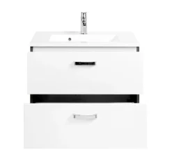 Waschtischunterschrank Bobbi 70cm 2 Schubladen - graphit/hochglanz-weiß
