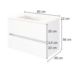 Waschtischunterschrank Brama 80cm 2 Schubladen - wotan eiche