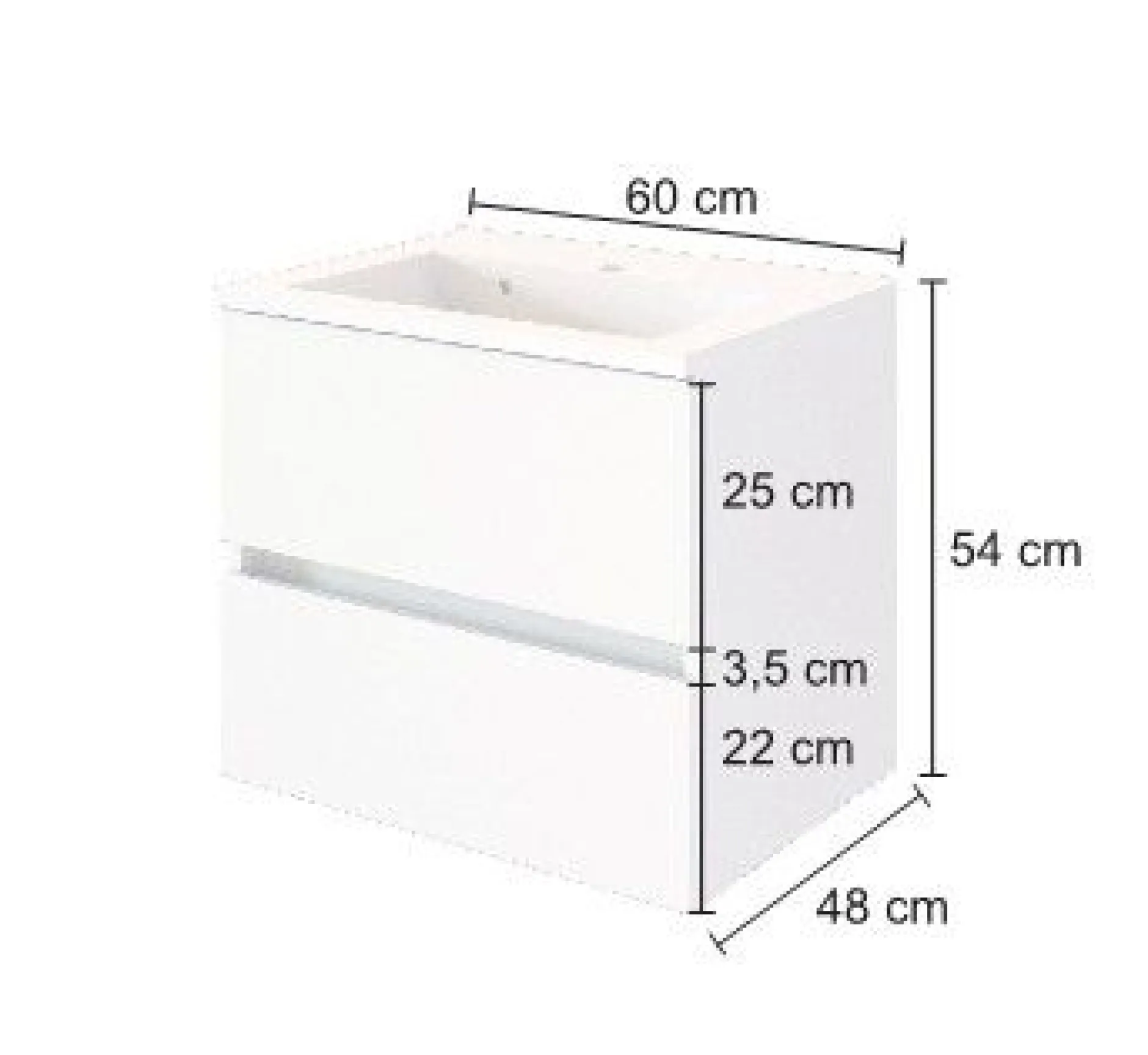 Waschtischunterschrank Brama 60cm 2 Schubladen - wotan eiche