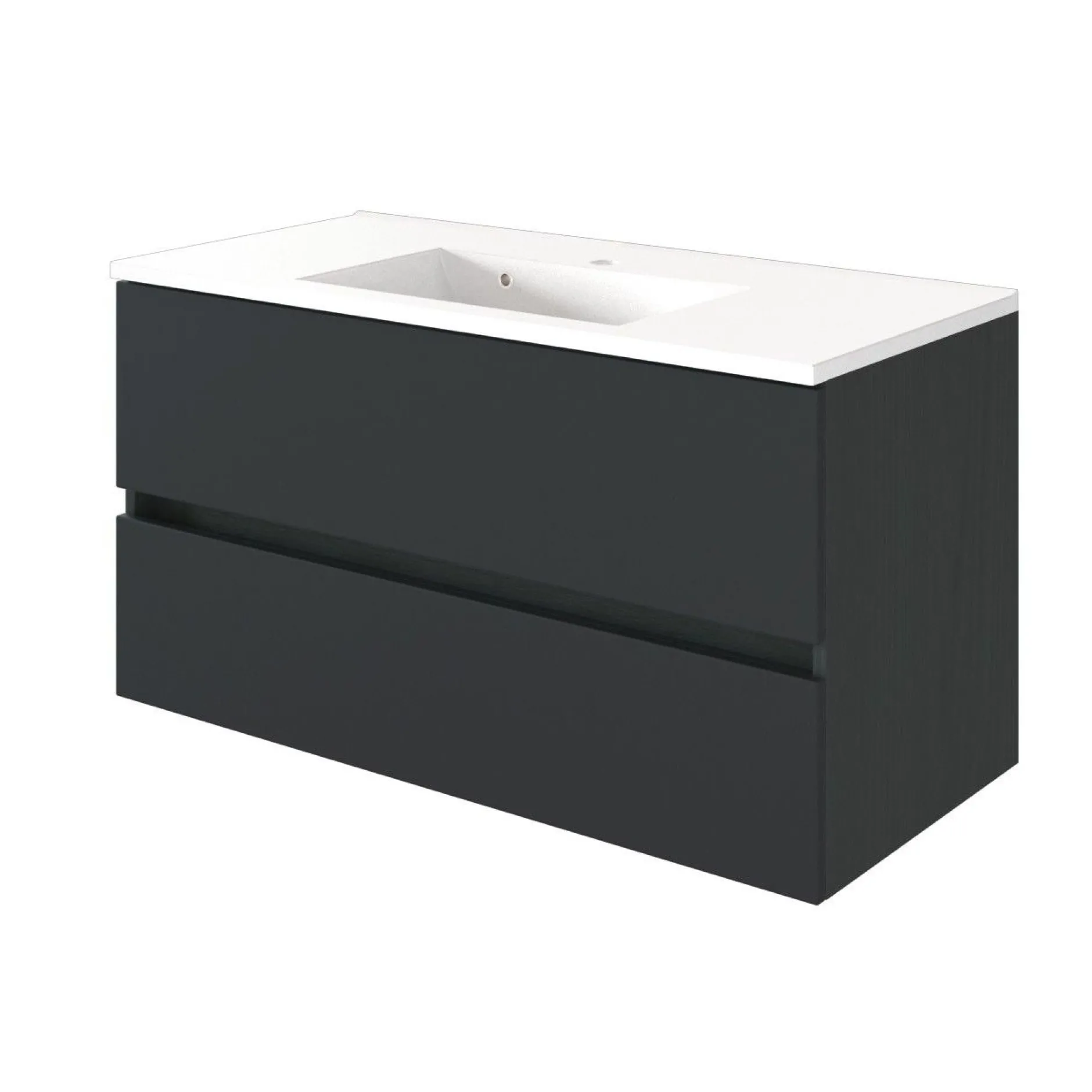 Waschtischunterschrank Brama 100cm 2 Schubladen - graphit/mattgrau