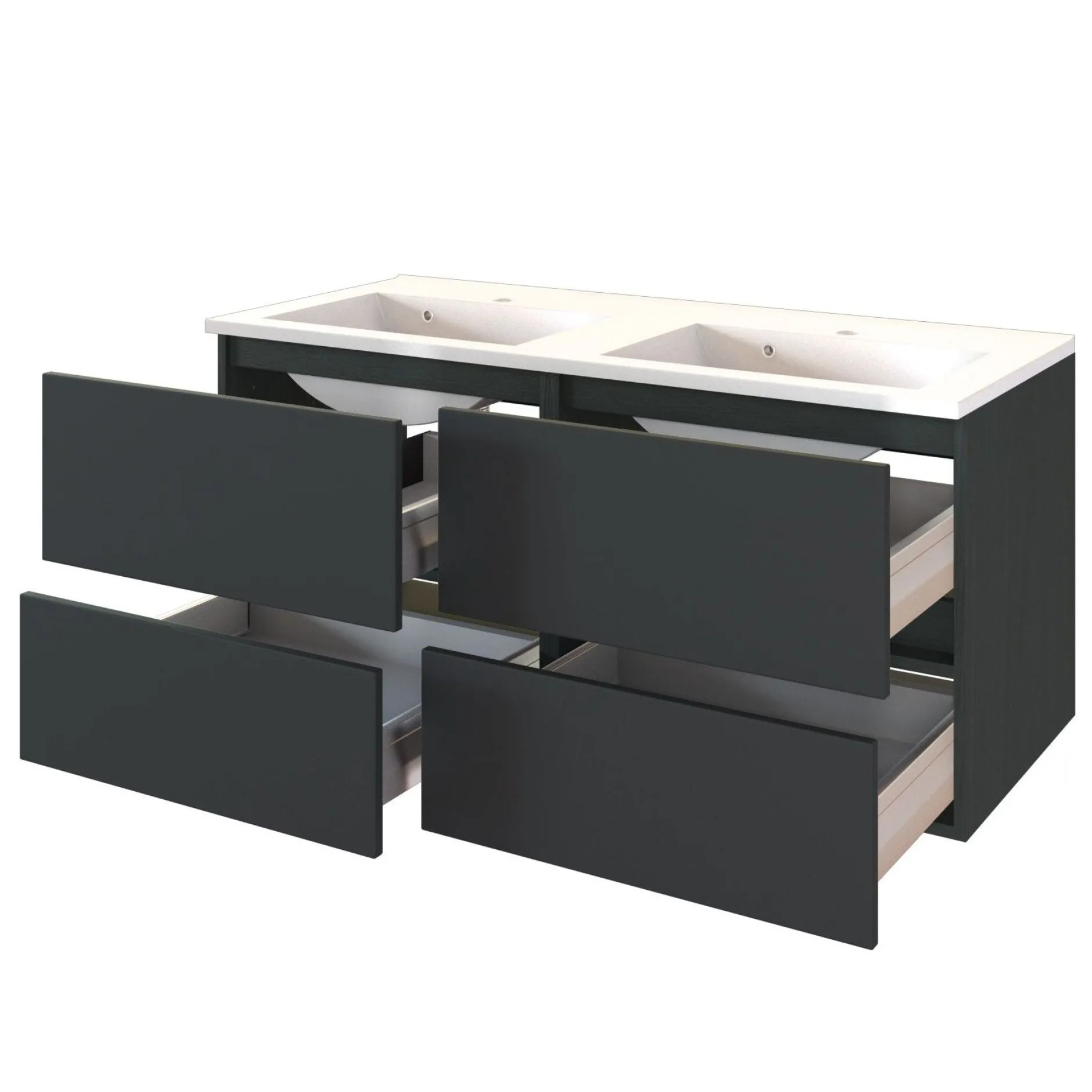 Waschtischunterschrank Brama 120cm 4 Schubladen - graphit/grau-matt