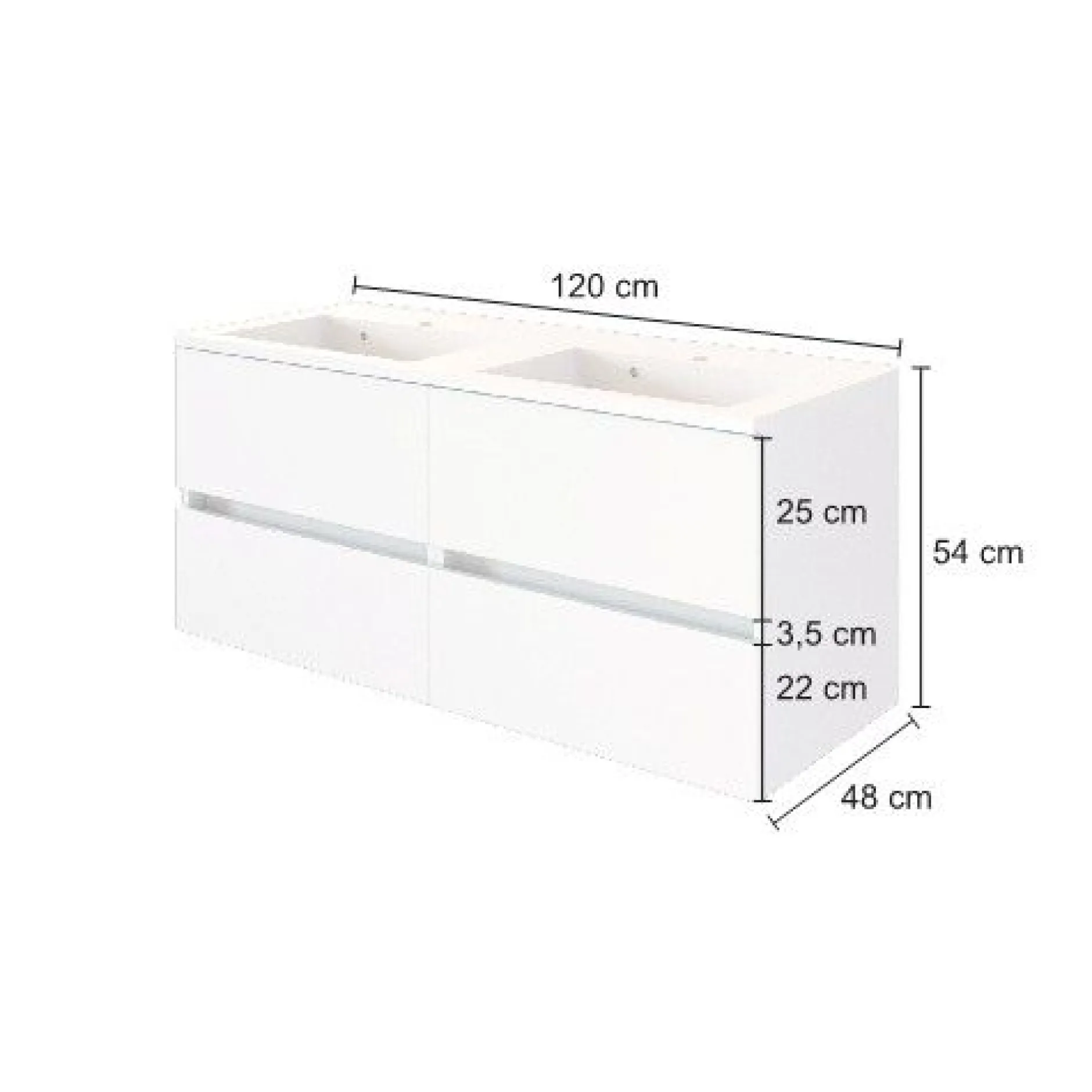 Waschtischunterschrank Brama 120cm 4 Schubladen - wotan eiche