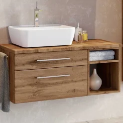 Waschtischunterschrank Dasa (links) 90cm mit 2 Schubladen - wotan eiche
