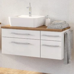 Waschtischunterschrank Dasa (links) 90cm mit 4 Schubladen - weiß