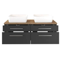 Waschtischunterschrank Dasa 120cm mit 4 Schubladen - graphit/mattegrau