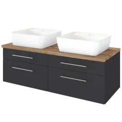 Waschtischunterschrank Dasa 120cm mit 4 Schubladen - graphit/mattegrau