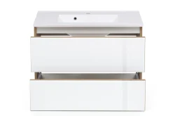 Waschtischunterschrank Helina 80cm mit 2 Schubladen - Eiche/Weiß