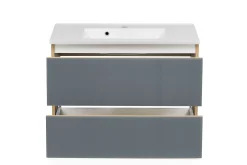 Waschtischunterschrank Helina 80cm mit 2 Schubladen - Eiche/grau