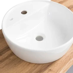 Waschtischunterschrank Karan 61cm mit Waschbecken und 1 Schublade - anthrazit/eiche