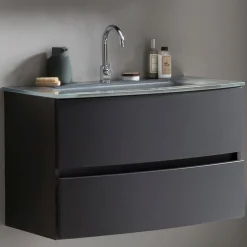 Waschtischunterschrank Kornel 80cm grau Waschtisch - graphitgrau