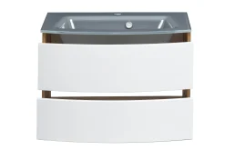 Waschtischunterschrank Kornel 80cm grau Waschbecken - Eiche/mattweiß