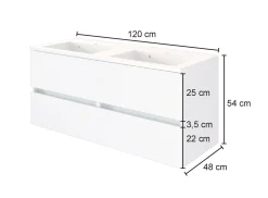 Waschtischunterschrank Luna 120cm mit Doppelwaschbecken und 4 Schubladen - Eiche/grau