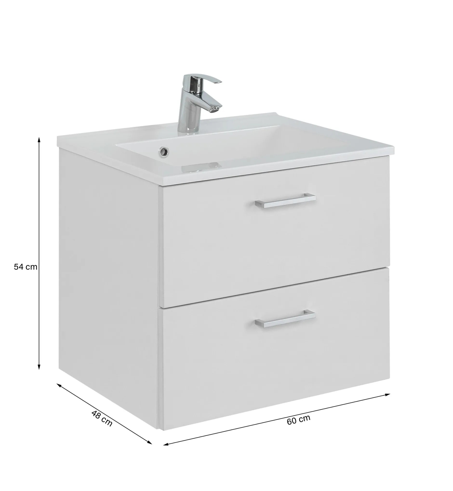 Waschtischunterschrank Ricca 60cm 2 Schubladen - weiß