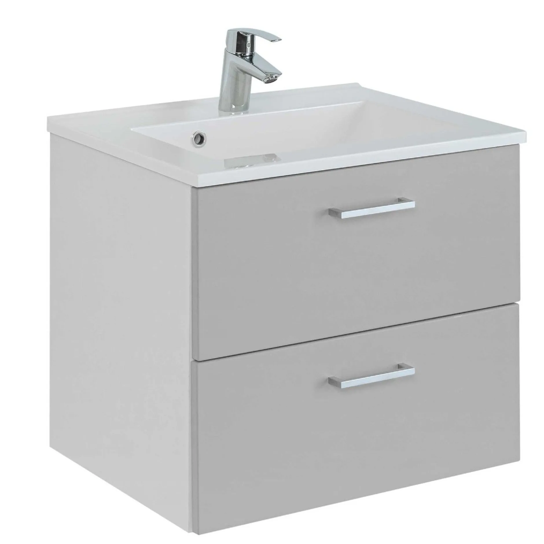 Waschtischunterschrank Ricca 60cm 2 Schubladen - weiß/hellgrau