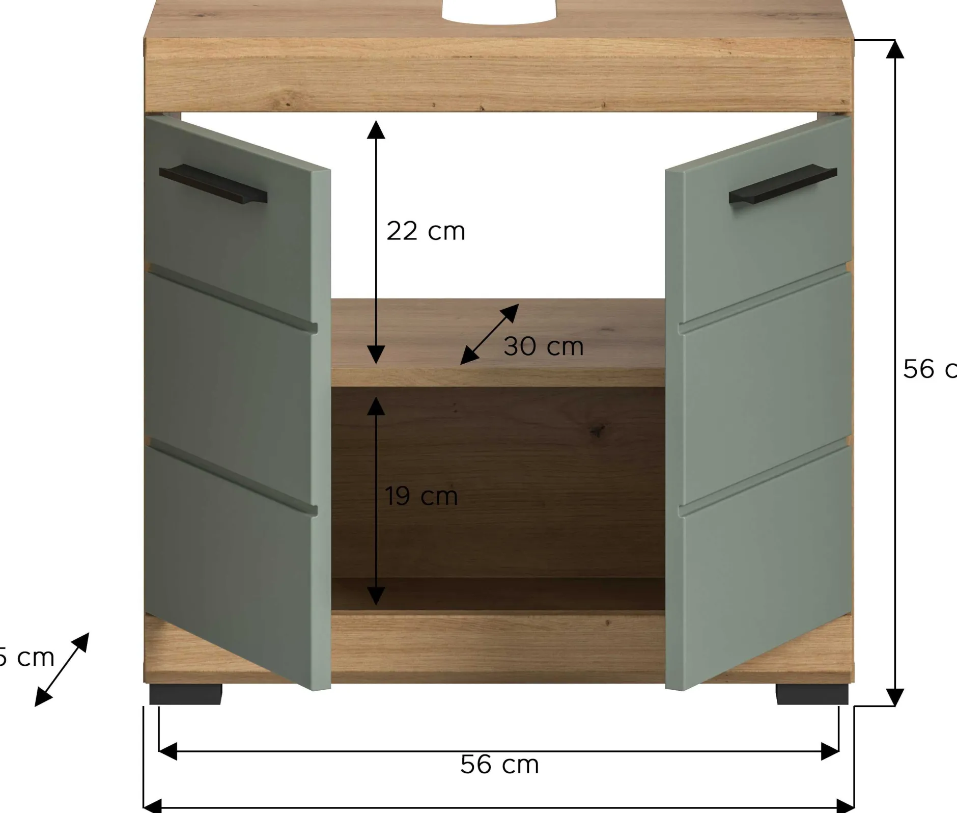 Waschtischunterschrank Scout Xonox - Sage Grün Artisan Eiche - 60x56x34 cm