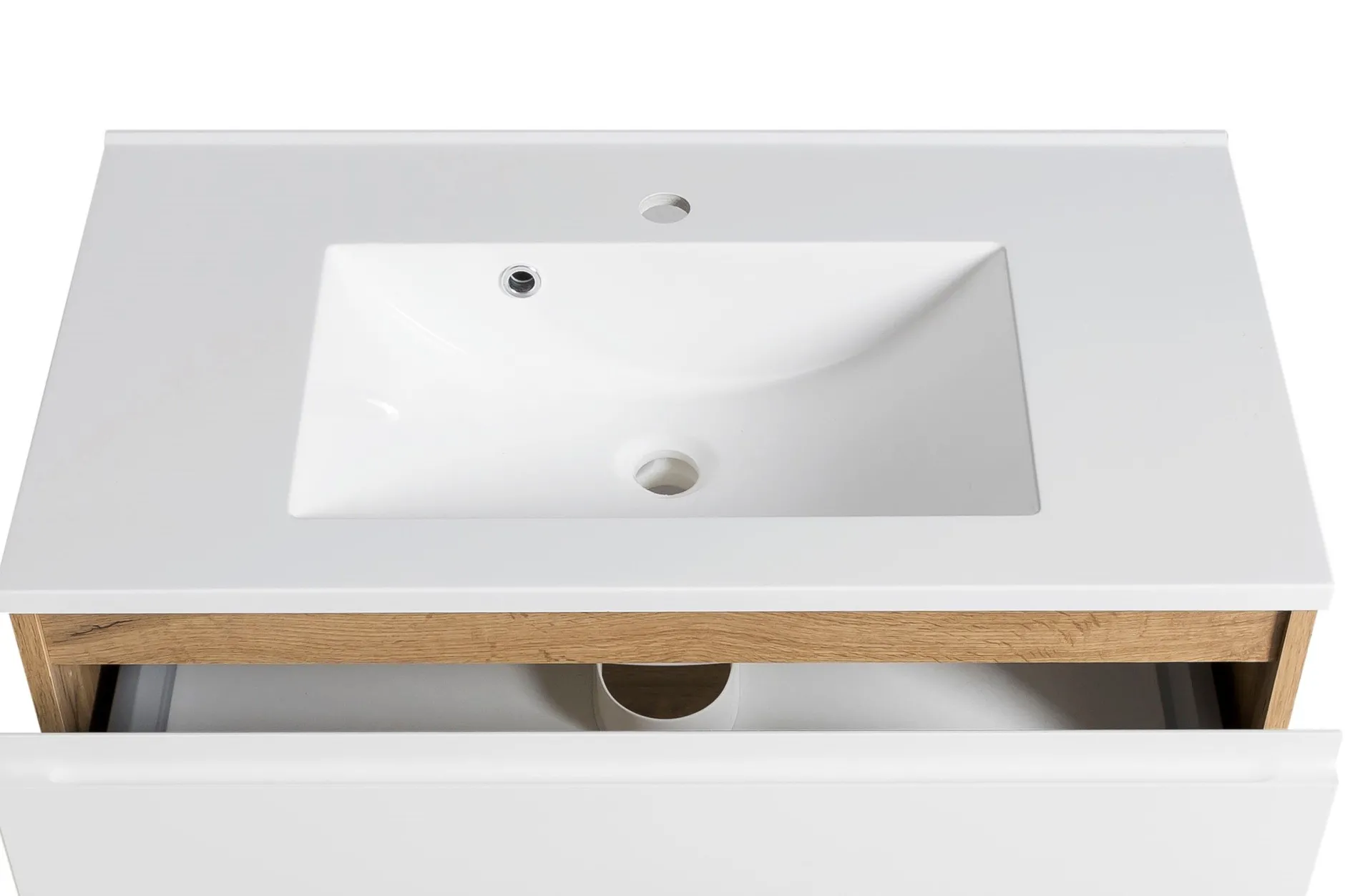 Waschtischunterschrank Varese | 80 x 47 x 56 cm | Wotan Oak / Design weiß