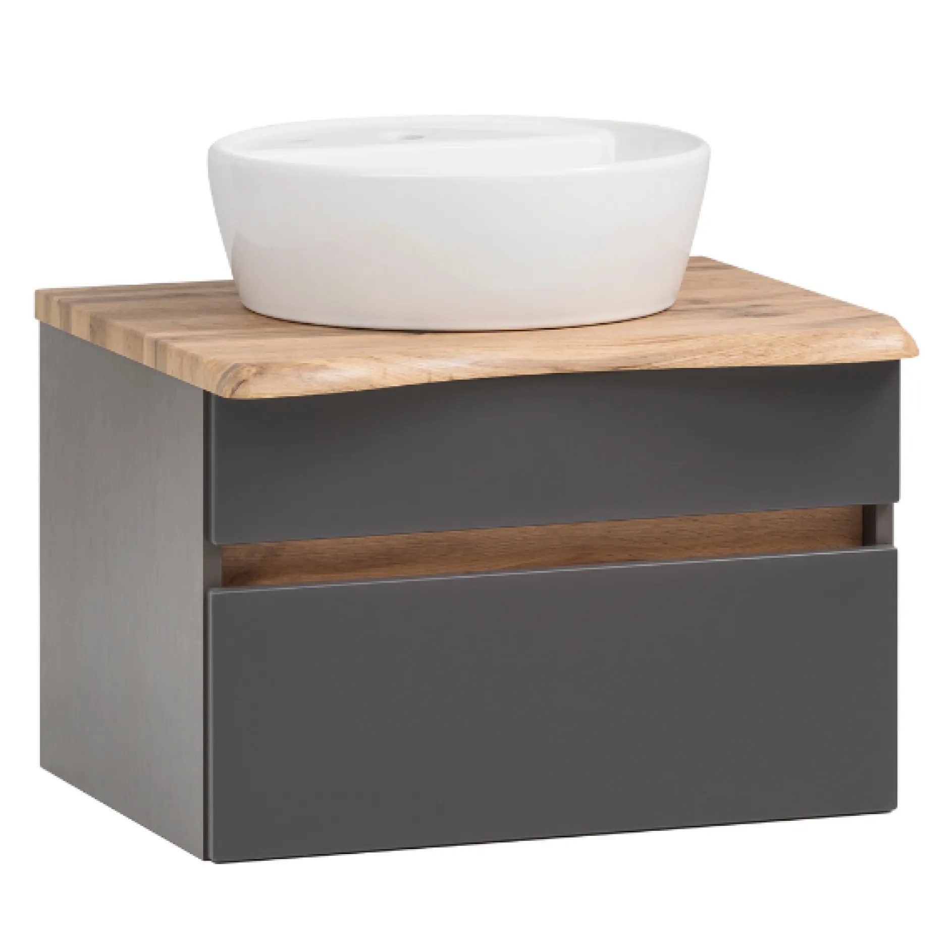 Waschtischunterschrank Vikas 61cm 2 Schubladen - anthrazit/eick