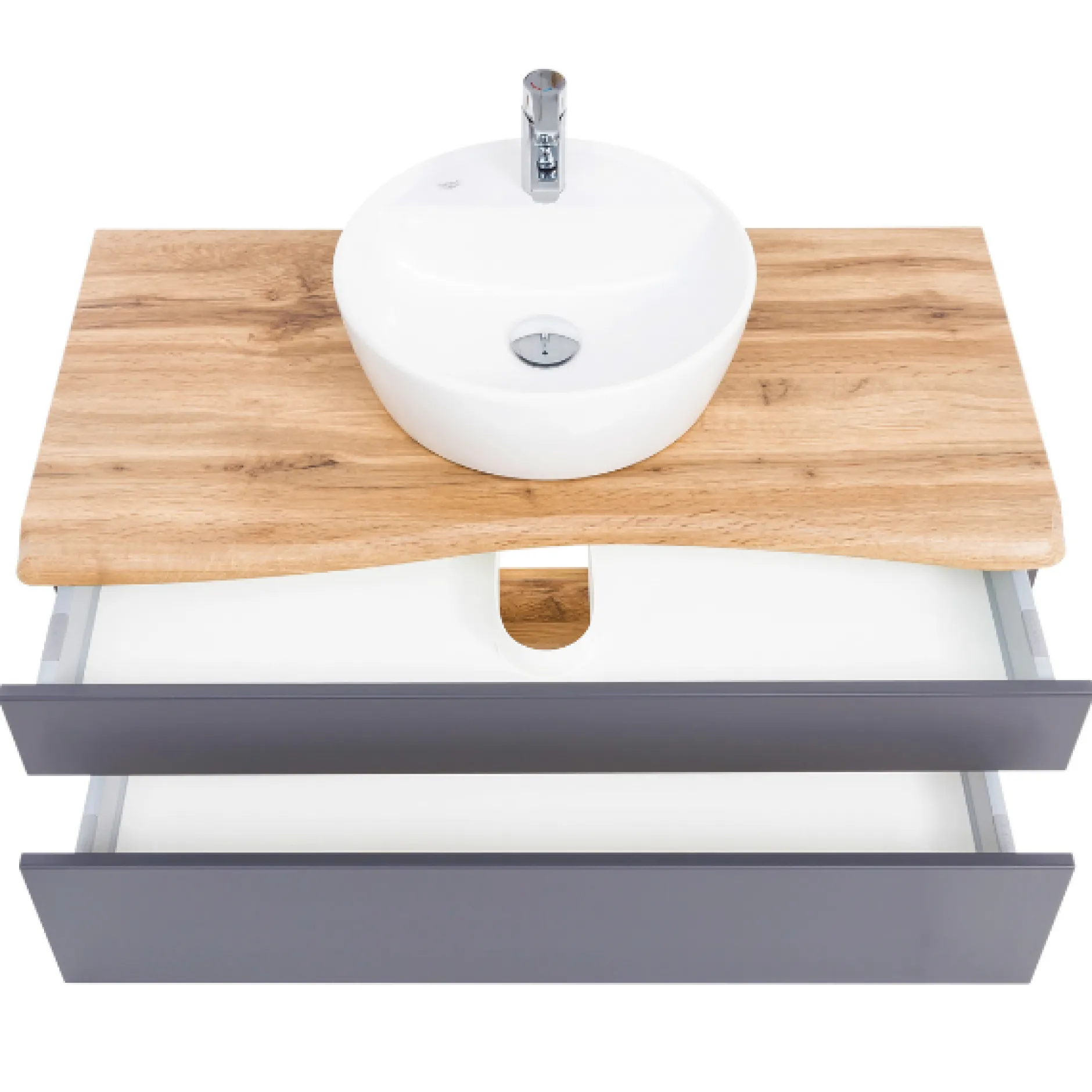 Waschtischunterschrank Vikas 101cm 2 Schubladen - anthrazit/pfirsich