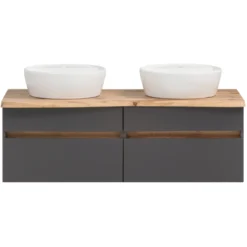 Waschtischunterschrank Vikas 121cm 4 Schubladen - anthrazit/gelb