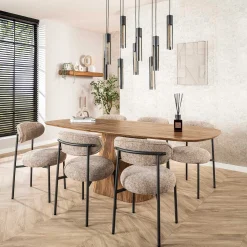 Wave Esstisch 215cm - Massiv Mango Sand
