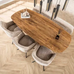Wave Esstisch 215cm - Massiv Mango Sand