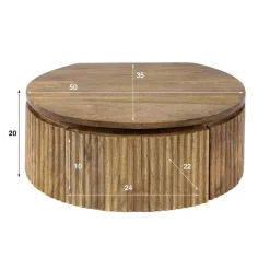 Wave Runder Nachttisch aus Mangoholz - Sand Finish