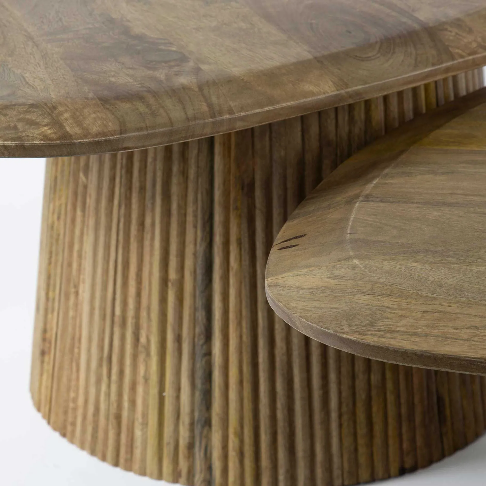 Wave Triangular Top Couchtisch Set/2 - Massiv Mango Sand