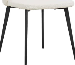 Weißer Bouclé-Stuhl Toledo | Metallbeine | H80 x B51 x T55 cm