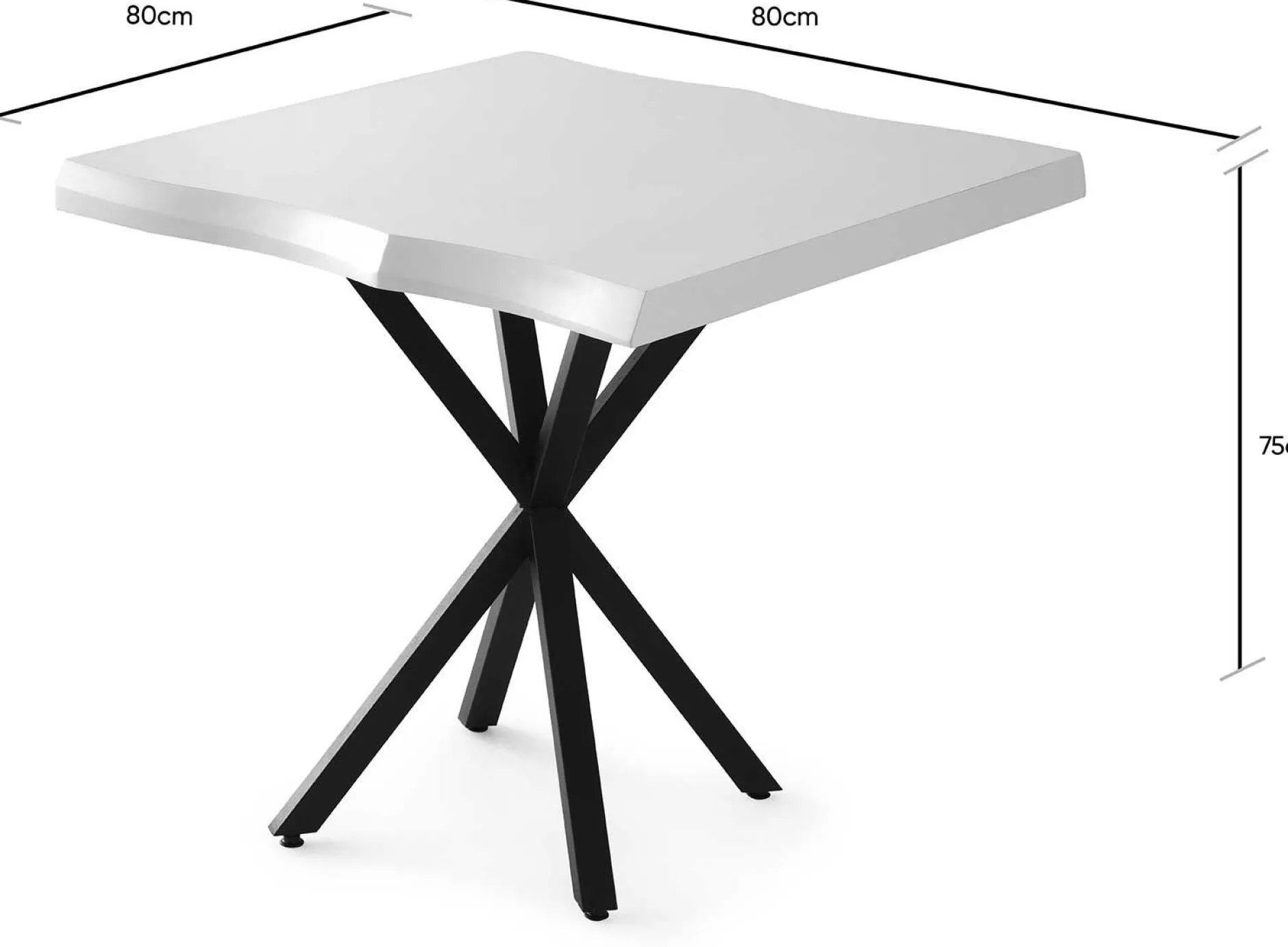Weißer melaminbeschichteter Esstisch mit Metallbeinen