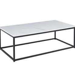 Weißes Marmordekor Couchtisch - Dallas | H-H 40 x B-L 120 x T-P 60 cm