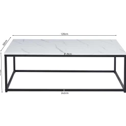Weißes Marmordekor Couchtisch - Dallas | H-H 40 x B-L 120 x T-P 60 cm