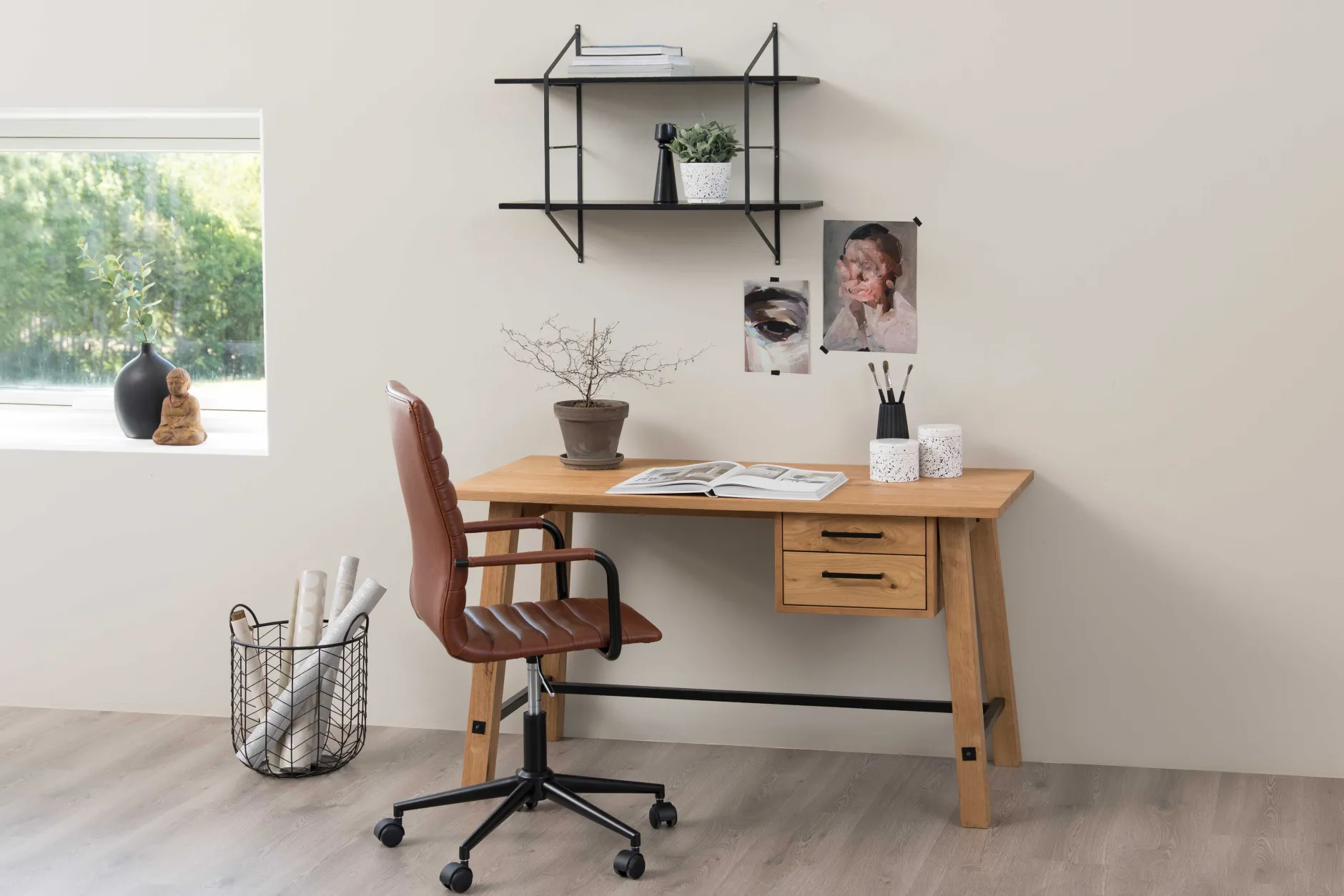 Windsor Bürostuhl - verstellbar - Kunstleder cognac