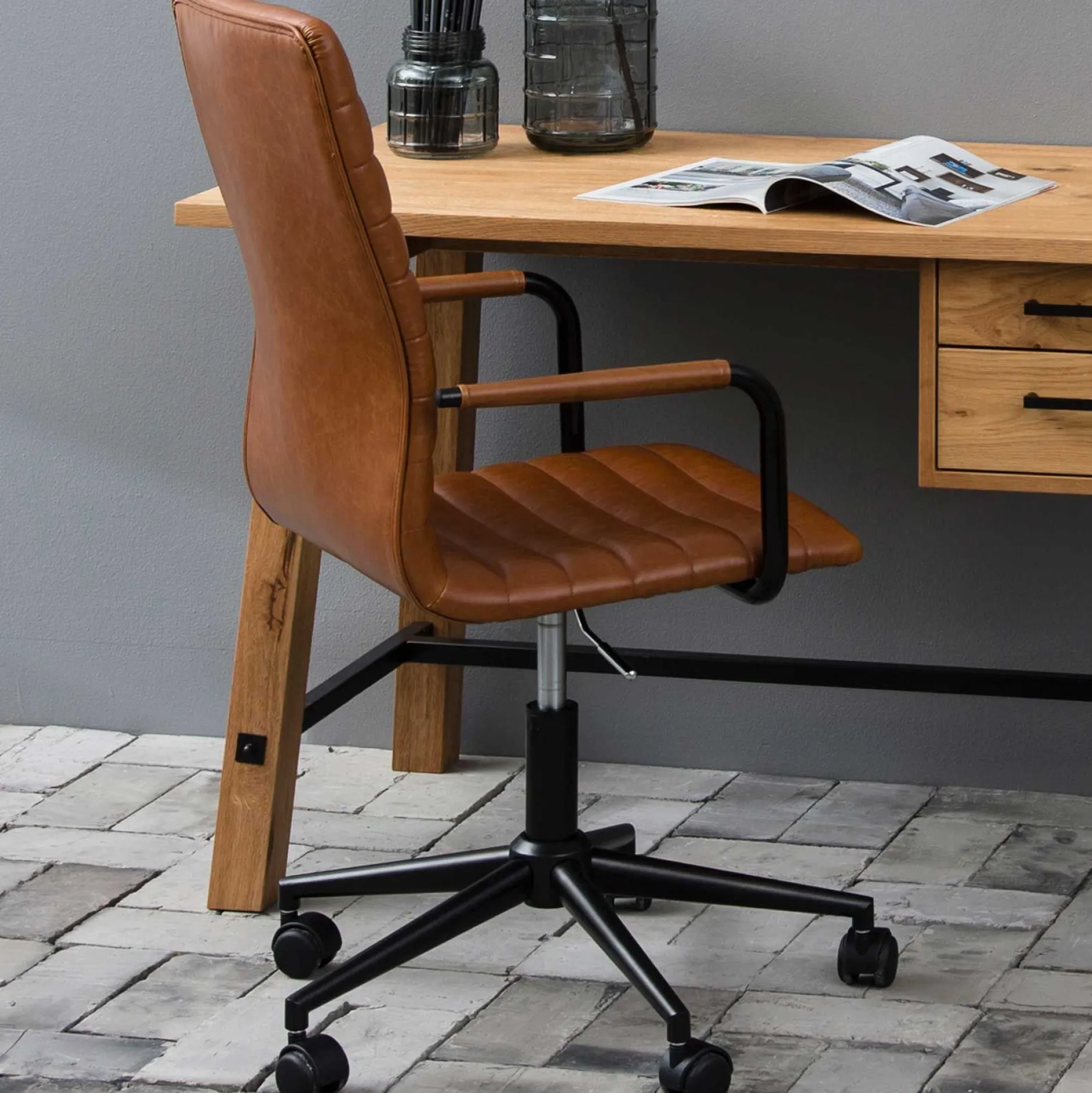 Windsor Bürostuhl - verstellbar - Kunstleder cognac