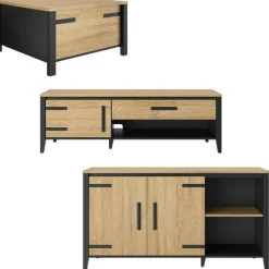Wohnzimmerset Cork | Couchtisch, TV-Schrank, Sideboard | Gold Oak Design