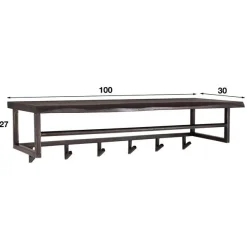YucaRegalständer 6 Haken -schwarzes massives Akazienholz
