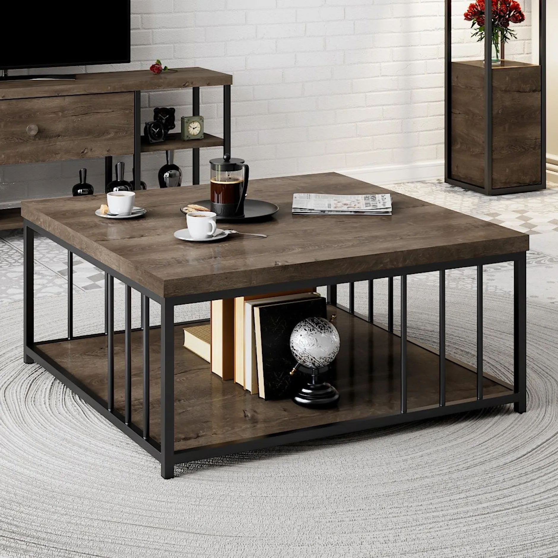 Zenn Couchtisch | 100 % MELAMIN | Walnuss, Schwarz