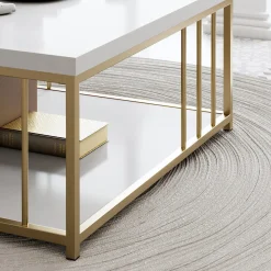 Zenn Couchtisch | 100 % MELAMIN | Weiß, Gold