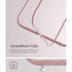 Zoë Beistelltisch mit Korb ø45cm - rosa/weiß