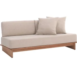 Zweisitzige Gartenbank Djerba Gescova - Textilene und Holz - 188x95x70 cm - Beige