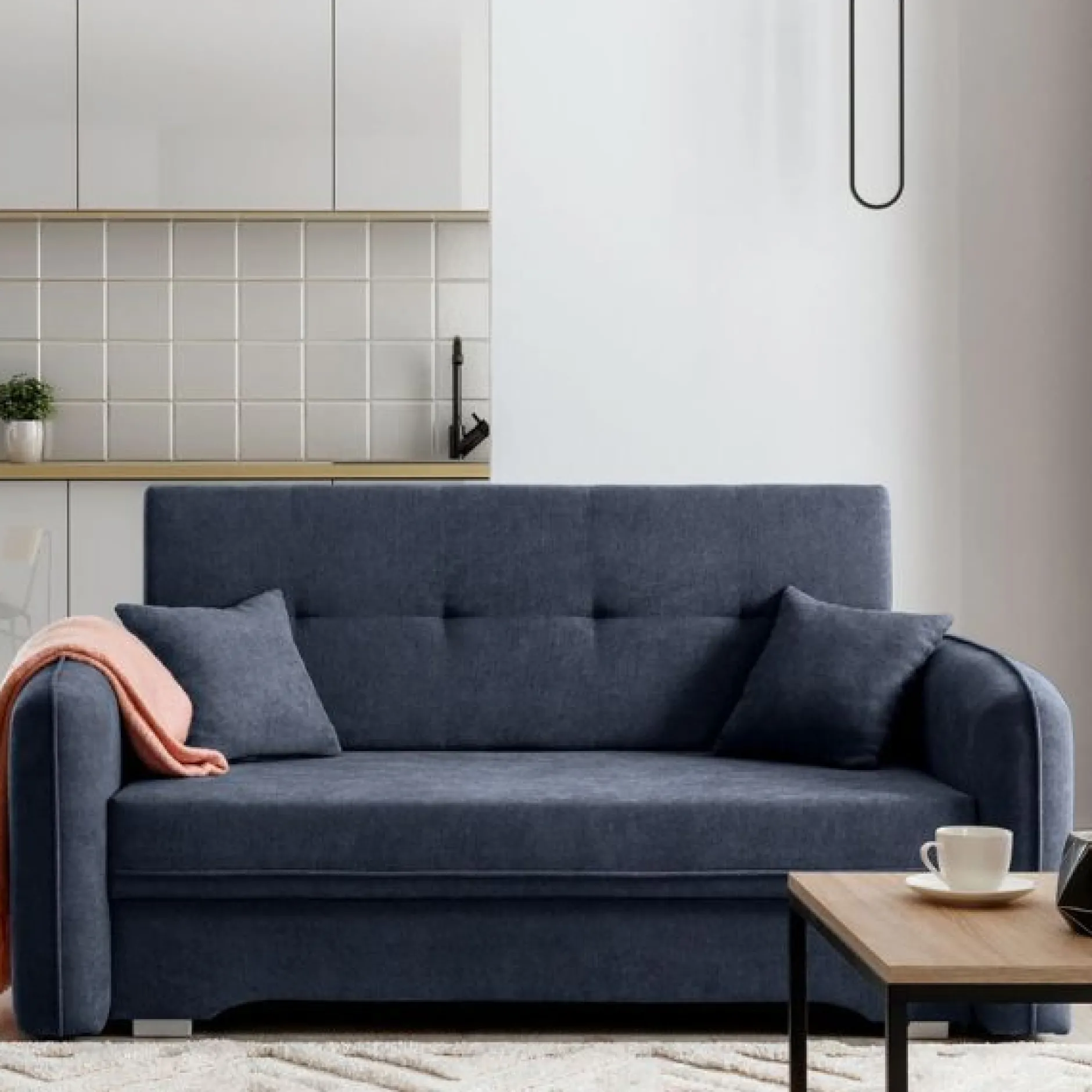 Zweisitziges Sofa mit Schlaffunktion Laina | 155 x 105 x 75 cm | Dunkelblau