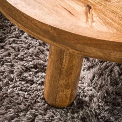 Zweistöckiges Mangoholz-Dreibein-Couchtisch-Set in Sand