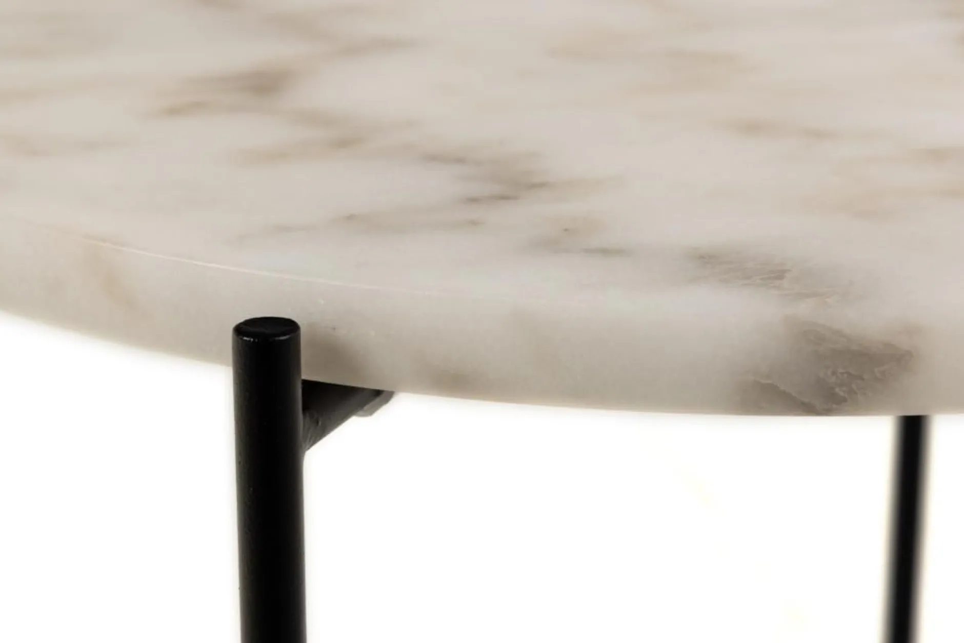 Zweite Chance Beistelltisch Avila Ø42 cm - weißer Marmor/schwarz