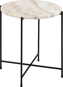 Zweite Chance Beistelltisch Avila Ø42 cm - weißer Marmor/schwarz