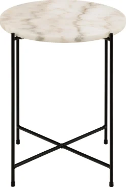 Zweite Chance Beistelltisch Avila Ø42 cm - weißer Marmor/schwarz