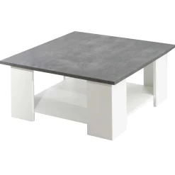 Zweite Chance Couchtisch Quadratisch 67x67 - Weiß/Beton