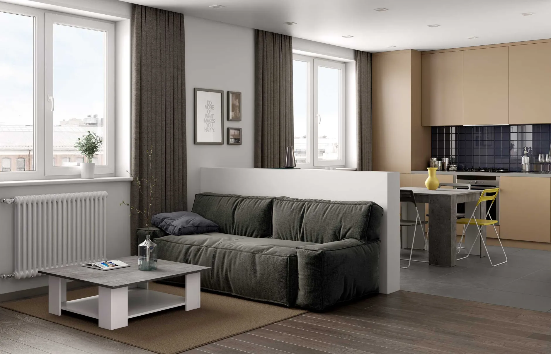 Zweite Chance Couchtisch Quadratisch 67x67 - Weiß/Beton