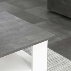 Zweite Chance Couchtisch Quadratisch 67x67 - Weiß/Beton